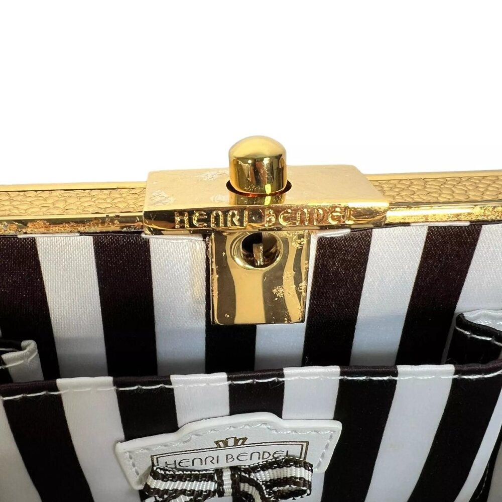 Henri Bendel The Party Starter Gold Clutch Shoulder Box Purse Removable Strap - Picture 14 of 16